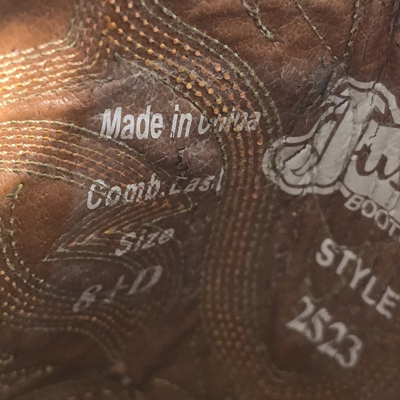 Justin Stampede Western Leather Cowboy Boots Style 2523 Men's Size 8.5D - Picture 9 of 13